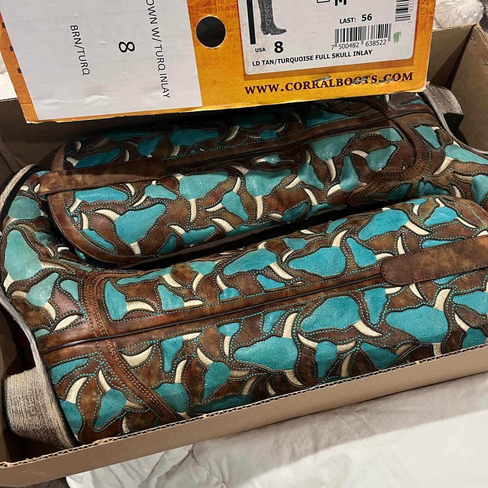 Corral Turquoise and Brown Western Boots